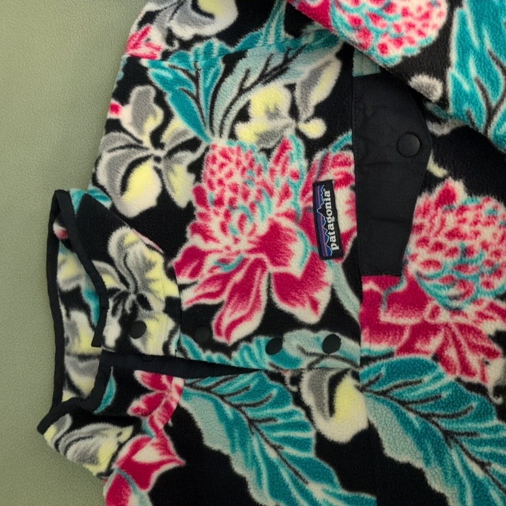 Patagonia Synchilla Manoa Floral Hawaiian T-Snap Fleece Pullover Women's M